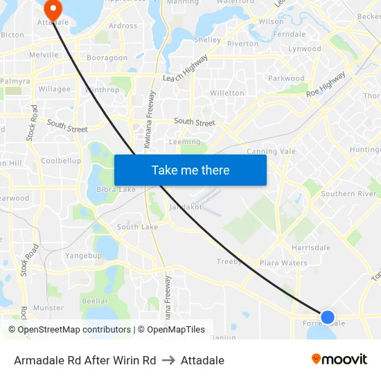 Armadale Rd After Wirin Rd to Attadale map