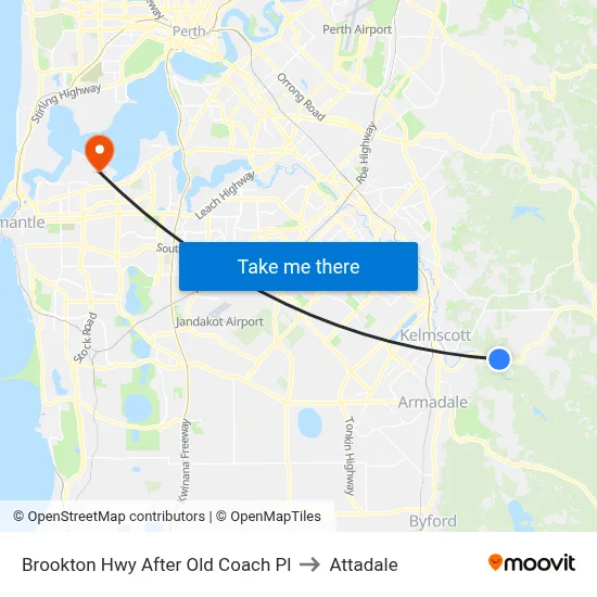 Brookton Hwy After Old Coach Pl to Attadale map