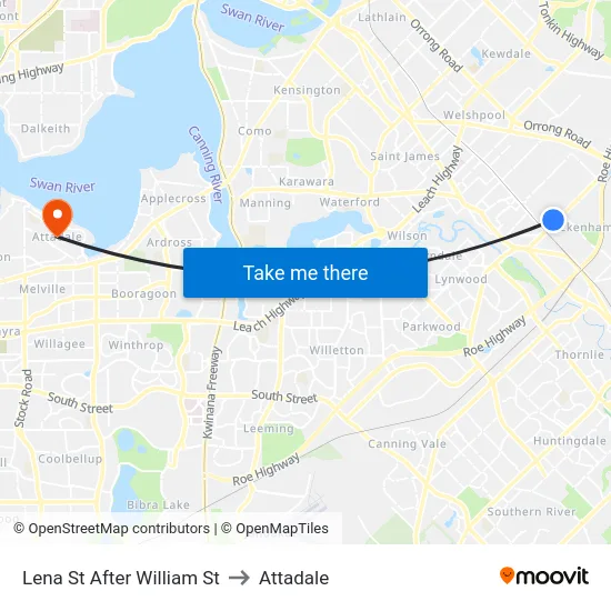 Lena St After William St to Attadale map