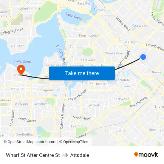 Wharf St After Centre St to Attadale map