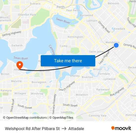 Welshpool Rd After Pilbara St to Attadale map