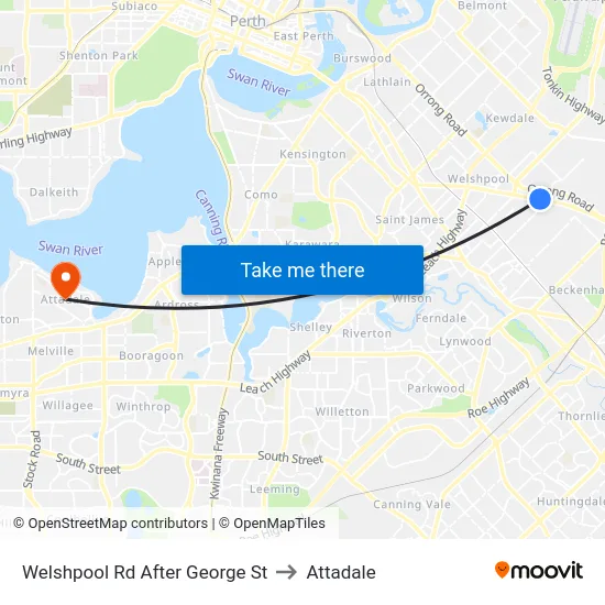 Welshpool Rd After George St to Attadale map