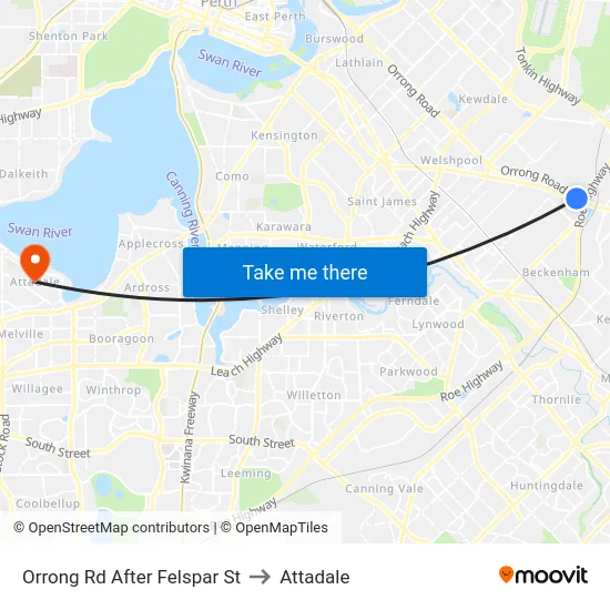 Orrong Rd After Felspar St to Attadale map