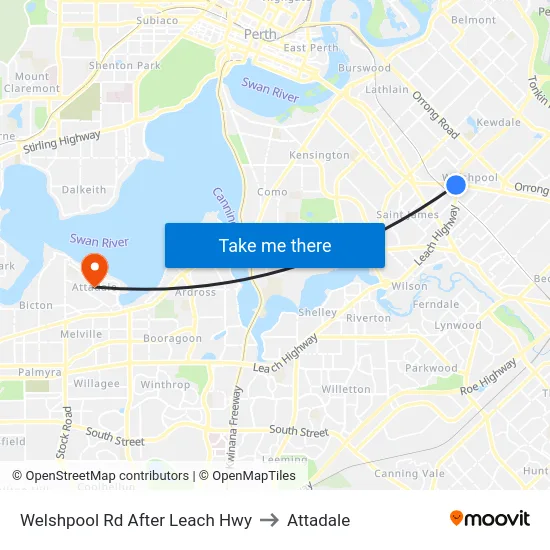 Welshpool Rd After Leach Hwy to Attadale map
