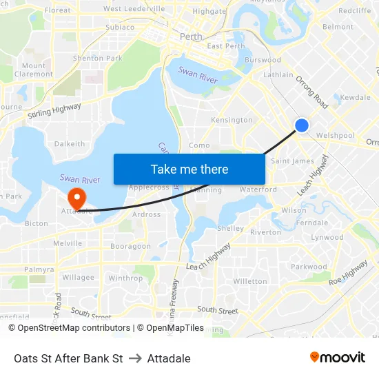 Oats St After Bank St to Attadale map