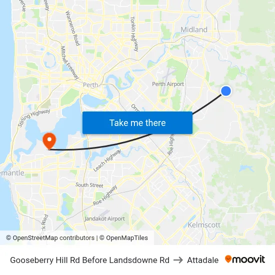 Gooseberry Hill Rd Before Landsdowne Rd to Attadale map