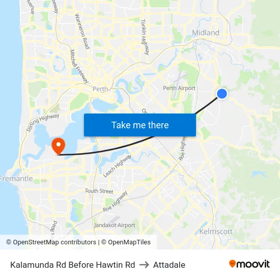 Kalamunda Rd Before Hawtin Rd to Attadale map