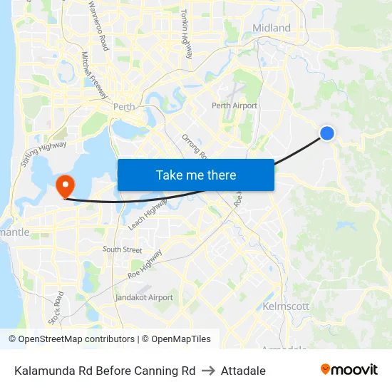 Kalamunda Rd Before Canning Rd to Attadale map