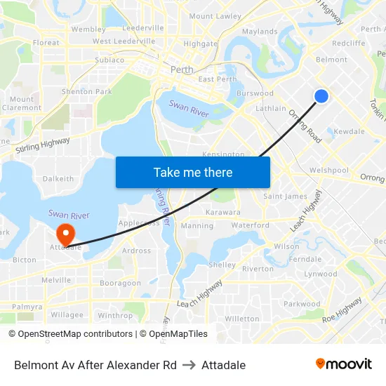 Belmont Av After Alexander Rd to Attadale map