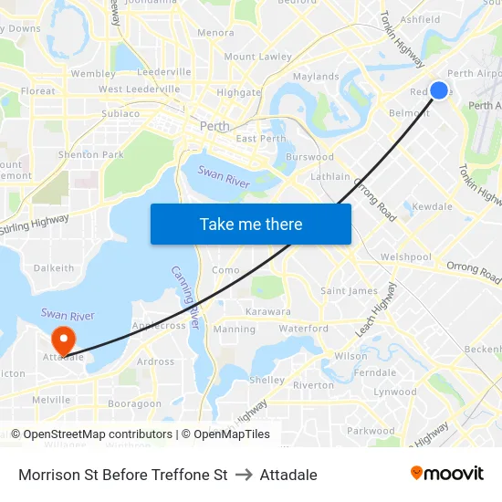 Morrison St Before Treffone St to Attadale map