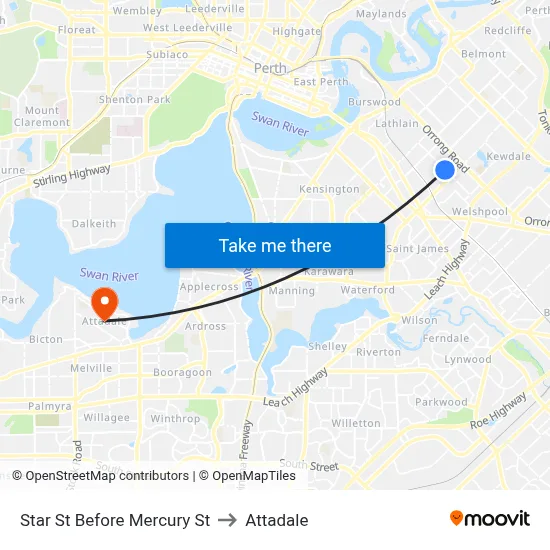 Star St Before Mercury St to Attadale map