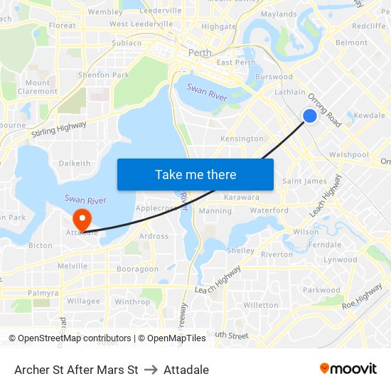 Archer St After Mars St to Attadale map