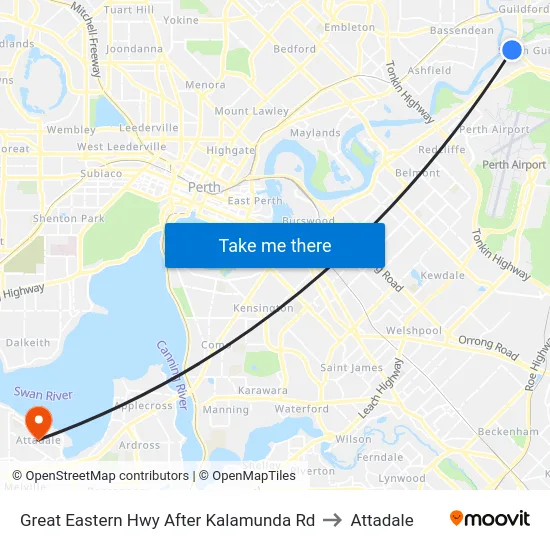 Great Eastern Hwy After Kalamunda Rd to Attadale map