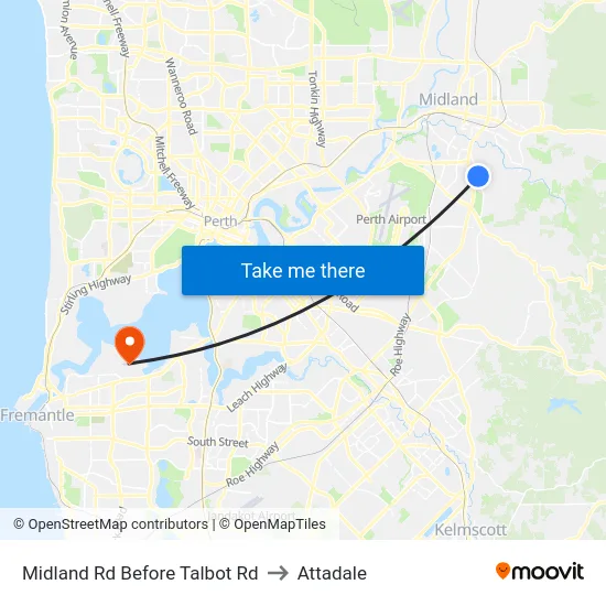 Midland Rd Before Talbot Rd to Attadale map