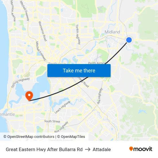 Great Eastern Hwy After Bullarra Rd to Attadale map