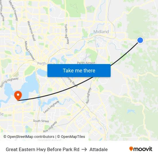 Great Eastern Hwy Before Park Rd to Attadale map