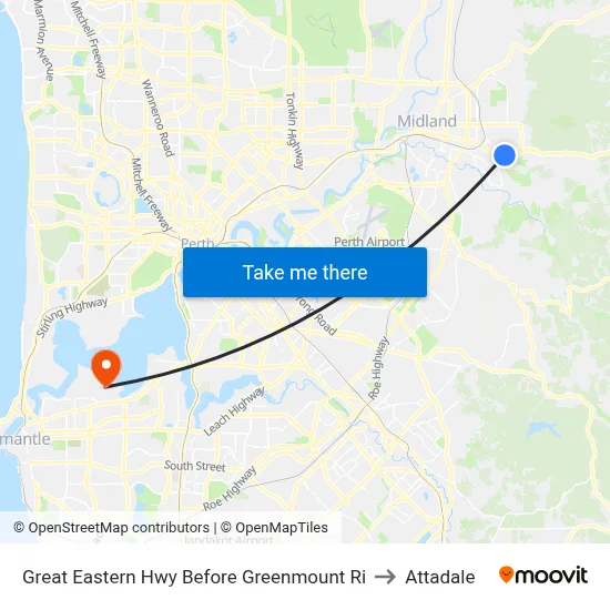 Great Eastern Hwy Before Greenmount Ri to Attadale map