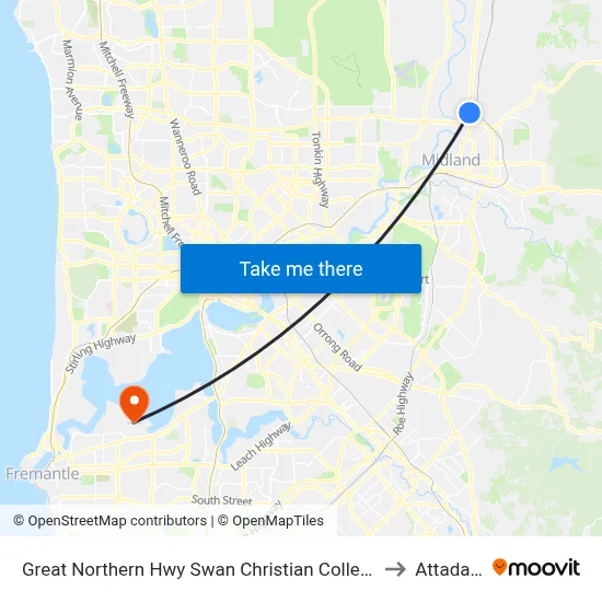 Great Northern Hwy Swan Christian College to Attadale map