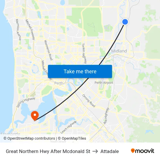 Great Northern Hwy After Mcdonald St to Attadale map