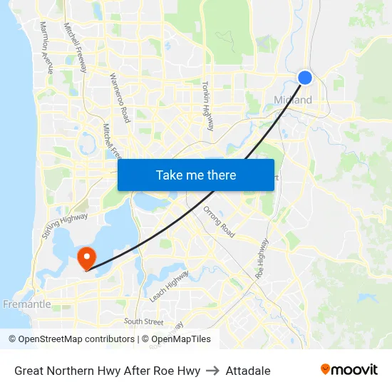 Great Northern Hwy After Roe Hwy to Attadale map