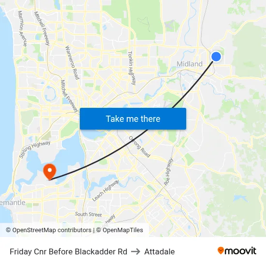 Friday Cnr Before Blackadder Rd to Attadale map