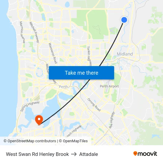 West Swan Rd Henley Brook to Attadale map