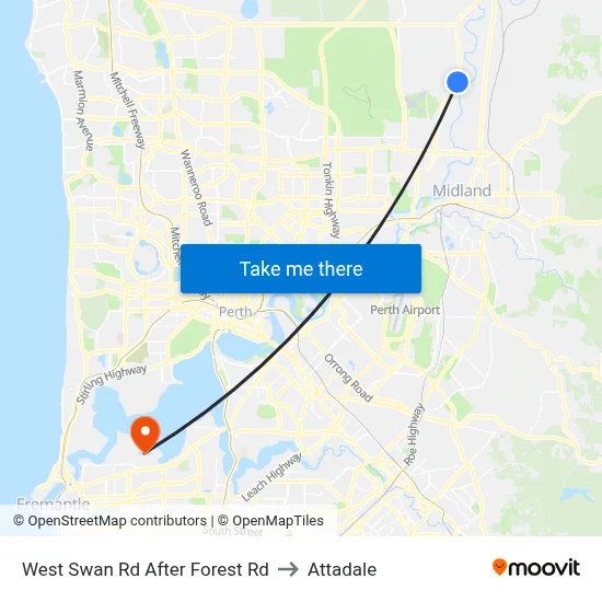 West Swan Rd After Forest Rd to Attadale map