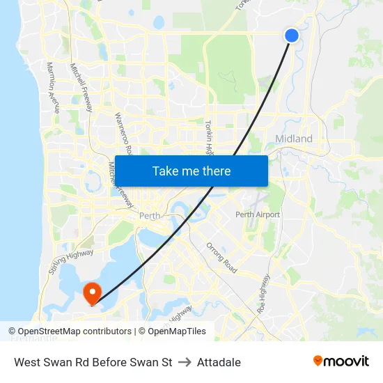 West Swan Rd Before Swan St to Attadale map