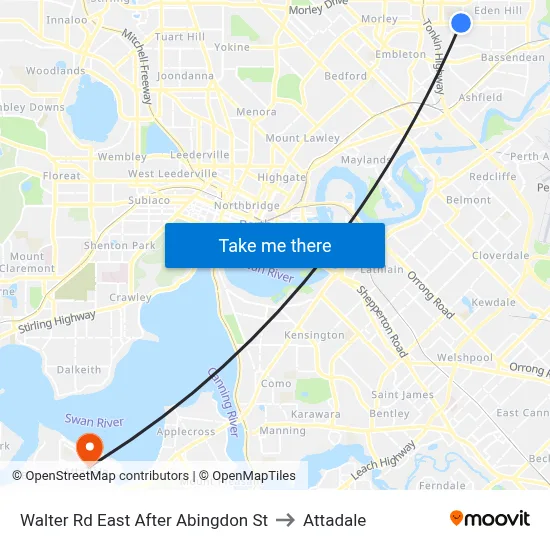 Walter Rd East After Abingdon St to Attadale map