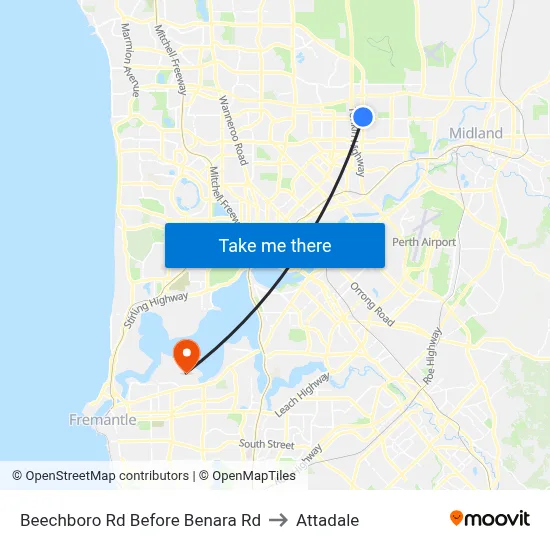 Beechboro Rd Before Benara Rd to Attadale map