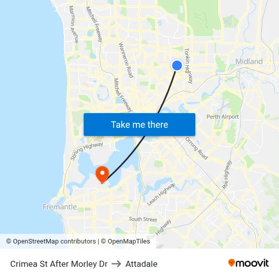 Crimea St After Morley Dr to Attadale map