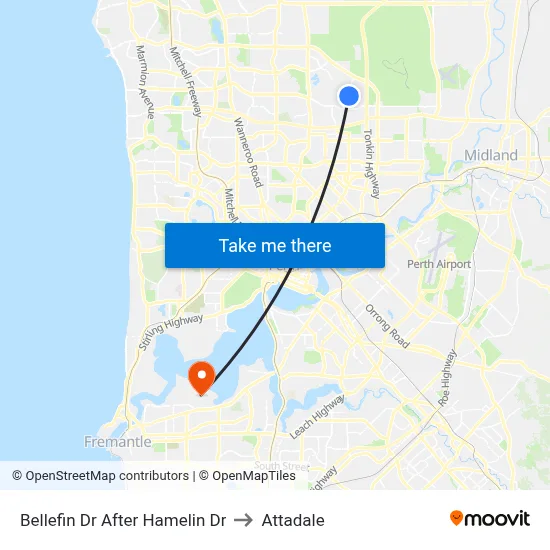 Bellefin Dr After Hamelin Dr to Attadale map