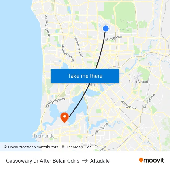 Cassowary Dr After Belair Gdns to Attadale map