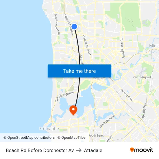 Beach Rd Before Dorchester Av to Attadale map