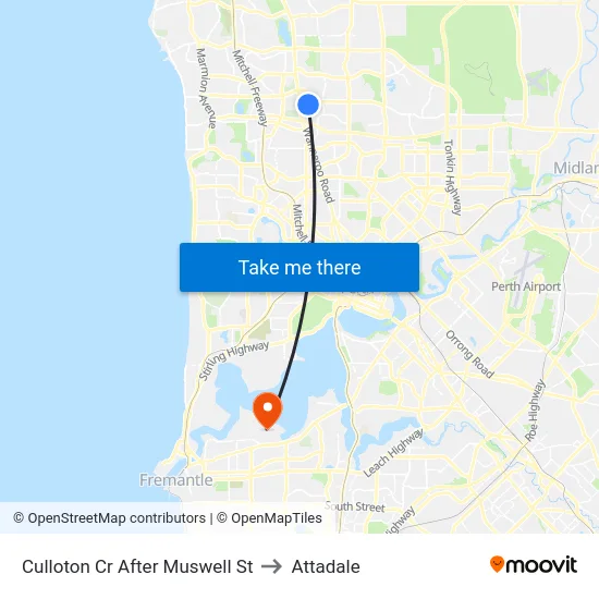 Culloton Cr After Muswell St to Attadale map