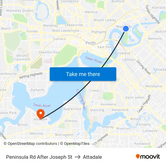 Peninsula Rd After Joseph St to Attadale map