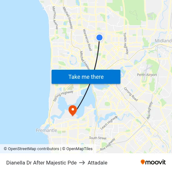 Dianella Dr After Majestic Pde to Attadale map