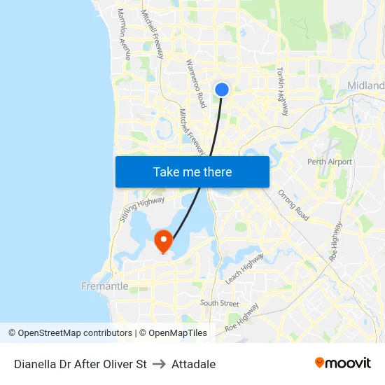 Dianella Dr After Oliver St to Attadale map