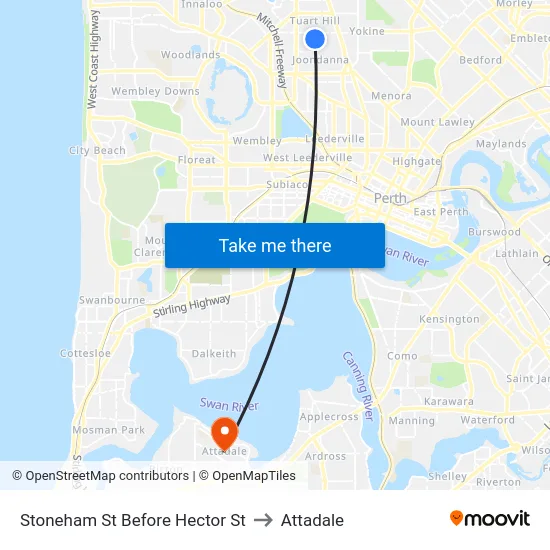 Stoneham St Before Hector St to Attadale map