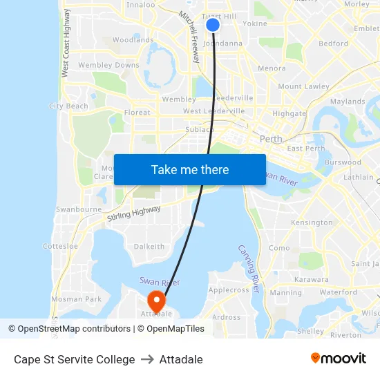 Cape St Servite College to Attadale map