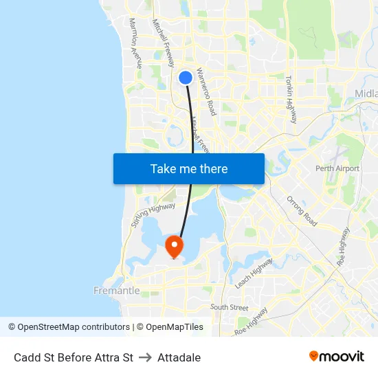 Cadd St Before Attra St to Attadale map