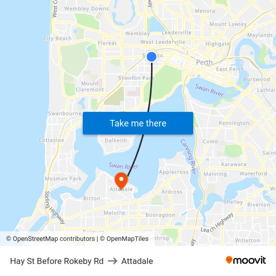 Hay St Before Rokeby Rd to Attadale map