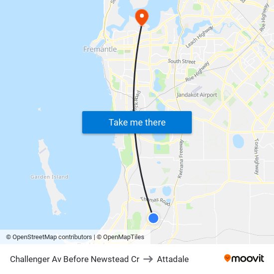 Challenger Av Before Newstead Cr to Attadale map