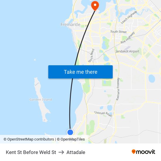 Kent St Before Weld St to Attadale map