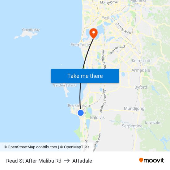 Read St After Malibu Rd to Attadale map