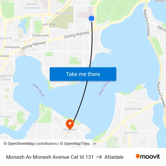 Monash Av Monash Avenue Cat Id 131 to Attadale map