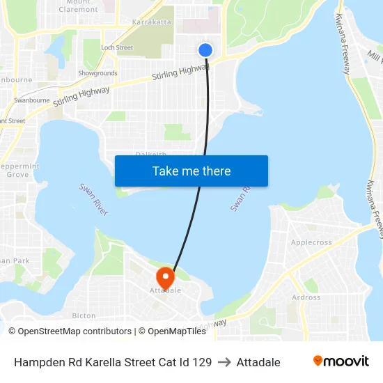 Hampden Rd Karella Street Cat Id 129 to Attadale map
