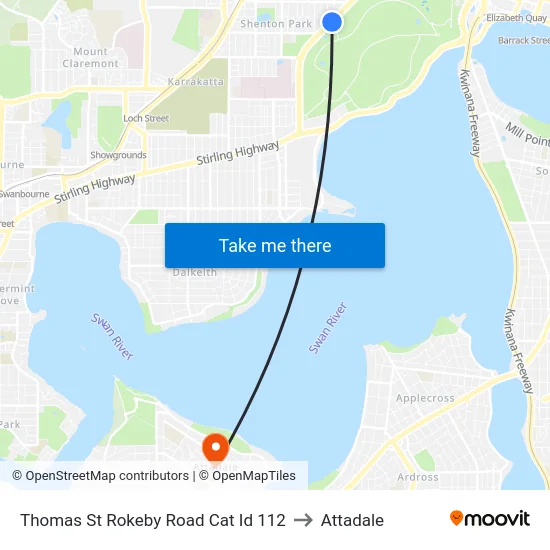 Thomas St Rokeby Road Cat Id 112 to Attadale map
