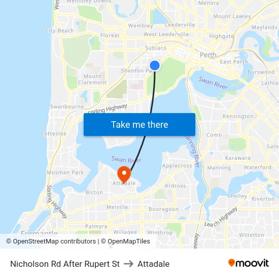Nicholson Rd After Rupert St to Attadale map