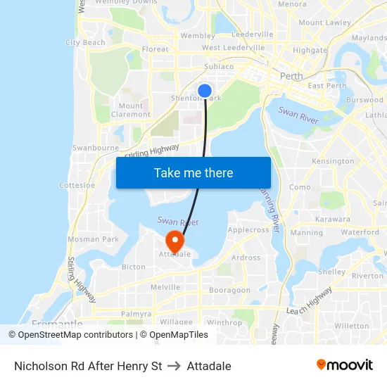 Nicholson Rd After Henry St to Attadale map